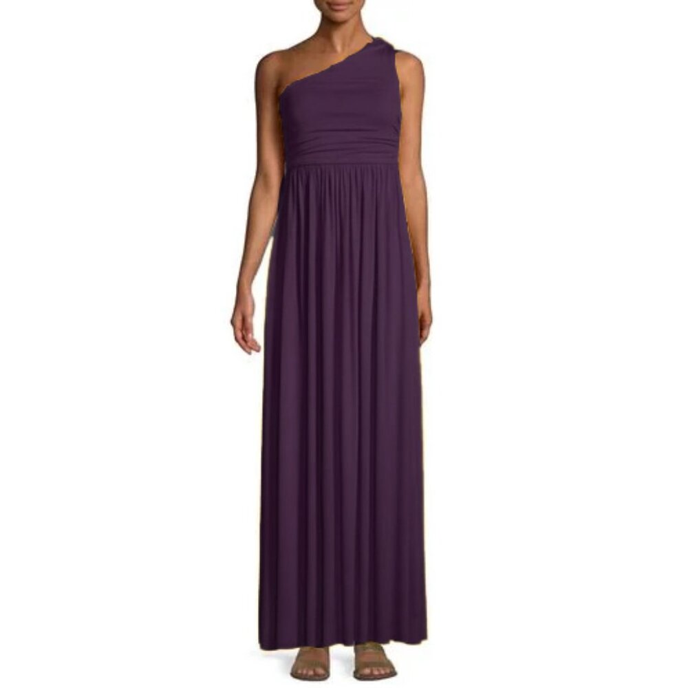 Rachel Pally One-Shoulder Maxi Dress in Plum